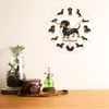 Wall Clocks Cartoon Dachshund Print Clock Wiener Dog Animal Dogs Pets Decorative Watch For Kids Canine Vets Gifts