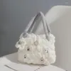 Bolsas de noite Bolsas de algodão branco e bolsas de luxo designer de luxo adesivo de bolsa feminina Ornamento Pérola Fashion Fashion Tote para mulheres