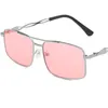 NEW Sunglasses Unisex Rectangle Sun Glasses Double Beam Anti-UV Spectacles Wave Temples Eyeglasses Simplity Ornamental