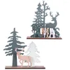 زينة عيد الميلاد 2023 شجرة عيد الميلاد وزخرفة الحيوانات الدائمة طاولة خشبية الديكور الخشبي لكريستما