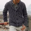 Men's Jackets Men Sweatercoat Vintage Style Single-breasted Fleece Cashmere Solid Color V-neck Thread Knitting Male Coat For Office Streetwe