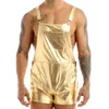 Herrshorts Herr Shiny Metallic Haklapp Overall Suspender Justerbar Breda axelremmar Fancy Dress Festival Bal Clubwear Kostymer