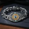 Länkarmband NY Guochao Jiugong Bagua Roterande armband Men Fashion Old Chinese National Style Domineering smycken på benmannen