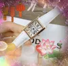 luxury women rectangle square roman dial watch tank series three pins designer genuine leather Strap business casual Lady Quartz Lovers Clock Wristwatch