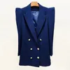 Womens Suits Blazers Tide Brand Retro Fashion Designer Blue Shrug Series Suit Jacket Lion Double Breasted Slim Plus Size Women's Clothing A27