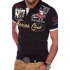 Polos pour hommes Summer Casual Hommes Lettre Imprimer Button Down T-shirt à manches courtes Slim-Fit Top