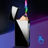 Latest Zinc Alloy Touch Sensing Double ARC Lighter USB Charge Windproof Dry Herb Tobacco Cigarette Holder Cigar Handpipe Smoking Colorful Lighters DHL