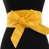 Cinturones de mujer con cordones cinturón negro amarillo rojo ancho más largo lazos de cintura corsé con lazo Color metálico tendencia Punk adelgazante