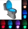Badtillbehör Set Smart Badrum Toalett Nightlight LED -kroppsrörelse aktiverad på/av sätesensorlampa 8 Färgstillbehör