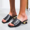 Slippers Summer Shoes Women Rhinestone Low-Heeled Comfort Lady Sandals Open-Toe All-Match Female Sandalias Chaussure Femme