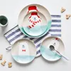 LingAo – assiettes à dîner en céramique, jolie assiette à dîner en céramique de 6 pouces, ours de dessin animé pour enfants, vaisselle d'hiver en gros