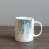 Muggar nordiska keramiska handmålade grön växter kaffe mugg enkel porslin par vatten kopp kreativ frukost mjölk dryck