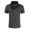 Men's T Shirts Classic Simple Men Casual Short Sleeve Color Block Turtle Neck Buttons T-shirt Slim Fitness Tees Quality