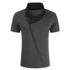 Heren t shirts klassieke eenvoudige mannen casual korte mouw kleurblok schildpad nek knoppen t-shirt slanke fitness-T-stukken kwaliteit