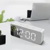 Multifunctionele USB LED-display spiegel spiegel digitale wekker snooze functie stille bedieningstemperatuurweergave