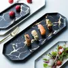 Tallrikar muzity keramisk dessertplatta kreativ design hexagonal mellanmål eller sallad maträtt special gyllene
