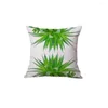 Taie d'oreiller avec feuilles de plantes vertes, housse de coussin, décoration de maison, plantes de forêt tropicale, canapé, voiture