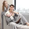 Women's Sleepwear Winter Men Women Long Flannel Bathrobe Extra Kimono Warm Coral Fleece Bath Robe For Lovers Fur Robes Dressing Gown