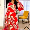 Повседневные платья Mandylandy Women Bohemian Print Long Dress Fashion Женская рукав с фонаря Y2K o Nece ruchced Slit Fresscaular