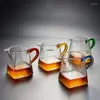 Cups Saucers Heat-resistant Glass Teapot Creative Hammered Tea Sea Transparent Fairness Cup With Color Handle Set