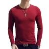 Men's T Shirts 2023 Elastische Heren T-shirt O-hals Ronde Hals Lange Mouw Voor Man Lycra En Katoen Kleding