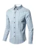 Men's Polos 2023 Fashion Men Luxury Classic Solid Plaid Long Sleeve Shirt Formal Casual Smart Slim Fit Stylish Tops