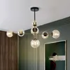 Lustres lustre nordique minimaliste créatif décor lumière lampe moléculaire salle à manger boule de verre noir et or