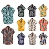 Mäns avslappnade skjortor 2023 Men's Men Hawaiian One Button Leaf Flower Printed Short-Sleeve Beach Bluses Tops Camicias