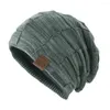 Beretten chique beanie hoed geen run temperament kouddichte pluche voering gebreide elegante streetwear