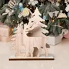 Christmas Decorations Santa Claus Snowman Ornaments Excellent Durable Birch Board And Plywood Elk Wooden DIY Room Table Desk Decor