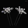 3 pièces couleur argent perle strass cristal accessoires de cheveux de mariée pour les femmes pinces de mariée épingles à fleurs couvre-chef de fête