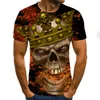 Heren t shirts korte mouwen zomerse 3d bedrukt t-shirt gezicht masker spannende horror stijl casual mode ademende o-neck 110-6xl