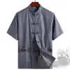 Abbigliamento etnico Cinese tradizionale per adulti Top Taichi Kungfu Uniform Mens Tang Suit Performance di danza Costumi di scena Lino Plus Practice