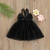 Abiti da ragazza Born Tutu Pagliaccetto Neonata Estate Senza maniche Schiena scoperta Tinta unita Fiocco 0-18 mesi Bianco Nero Casual Per