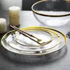 Borden helder glas goud slagtasje lader plaat transparante diner cake dessert kom set tafel groothandel bulk