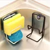 Kitchen Storage Sundries Rack Double Sink Sponge Bathroom Metal Racks Holder Shelf Sucker Basket H0530