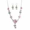 Necklace Earrings Set Shellhard Wedding Jewelry Crystal Colorful Flowers Ear Ring Earring Bohemian Chic For Women Femme Bijoux