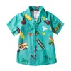 Camicie casual da uomo 2023 Camicie da bambino a maniche corte da ragazzo Camicia Hawaii per la spiaggia estiva Genitore-bambino Moda hawaiana Stampa albero di cocco