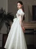 Party Dresses French Satin Light Wedding Dress 2023 White Slimming Retro Hepburn Style Court Princess Is Small