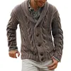 Men's Jackets Men Sweatercoat Vintage Style Single-breasted Fleece Cashmere Solid Color V-neck Thread Knitting Male Coat For Office Streetwe