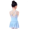Stage Wear Summer Girls Ballet Dance Dress Sling Practice Clothes Children Gymnastics Leotard Net Yarn Stitching
