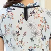Blusas femininas 2023 Blusa de chiffon de estampa floral de verão de verão camisa de pescoço de colarinho pesco