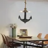 Pendant Lamps American Retro Industrial Chandelier Coffee Restaurant Bar Rope Anchor Decoration Double Head Light Home Decor Lamp