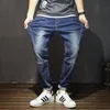 Erkekler Kot Bahar Sonbahar Erkekler Elastik Bel Gevşek Streç Yırtılmış Pantolon Sokak Giyim Mens Denim Pantolon Artı Boyut 48