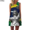 カジュアルドレスkykuブランドブラジルの旗ドレス女性ブラジルオフィスハラジュク3dプリント漫画パーティーヴィンテージベスティドセクシーな女性服サミー