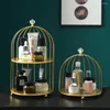 Förvaringslådor gyllene moderna dekorativa makeup displayhållare burform rack robust för sovsal