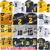 ملابس الكلية الأمريكية لكرة القدم NCAA College Michigan Wolverines 9 JJ McCarthy Jerseys 2 Blake Corum 10 Tom Brady Donovan Edwards Ronnie Bell Howard Charles Woodson M