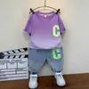 Kledingsets Kid jongens kleding zomer babyjongen kleding korte mouwen t-shirt shorts 2pcs katoenen shorts set outfits 2-12 jaar t230106