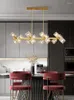 Lámparas colgantes Araña de restaurante de cobre de lujo Barra simple Lámpara de sala de estar Iluminación LED rectangular con personalidad