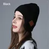 Basker stickade hatt vinter med bluetooth stereo högtalare trådlösa musik beanies beanie för kvinnor